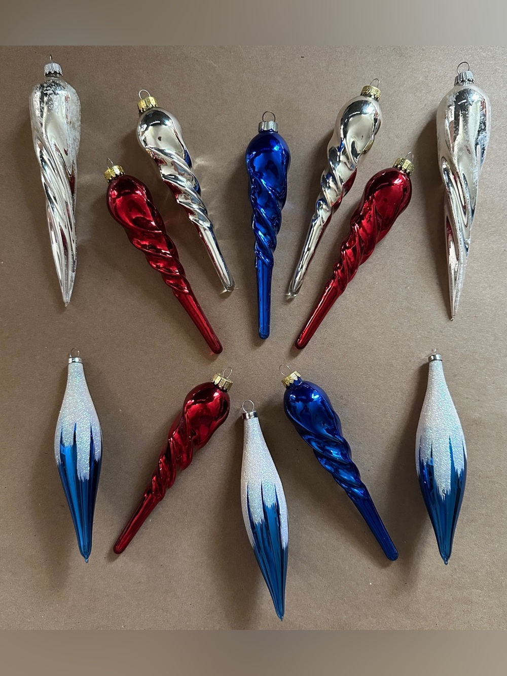 Mixed Lot of 12 Icicle Type Christmas Ornaments Vintage Glass & Plastic